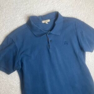 Burberry Brit men's blue short sleeve polo cotton designer runs small M